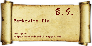 Berkovits Ila névjegykártya